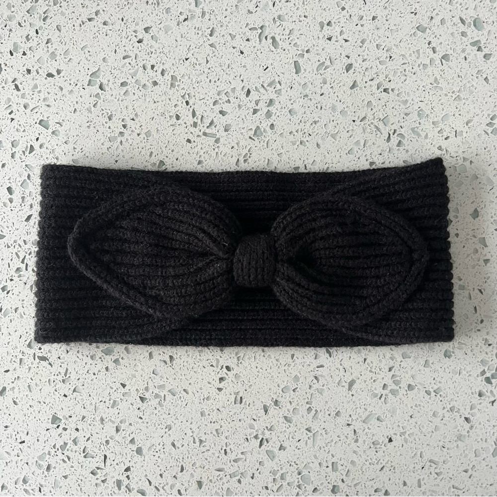 Kate Spade Black Ribbed Bow Headband - Picture 1 of 3